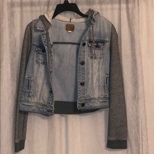 denim cropped sweatshirt jacket